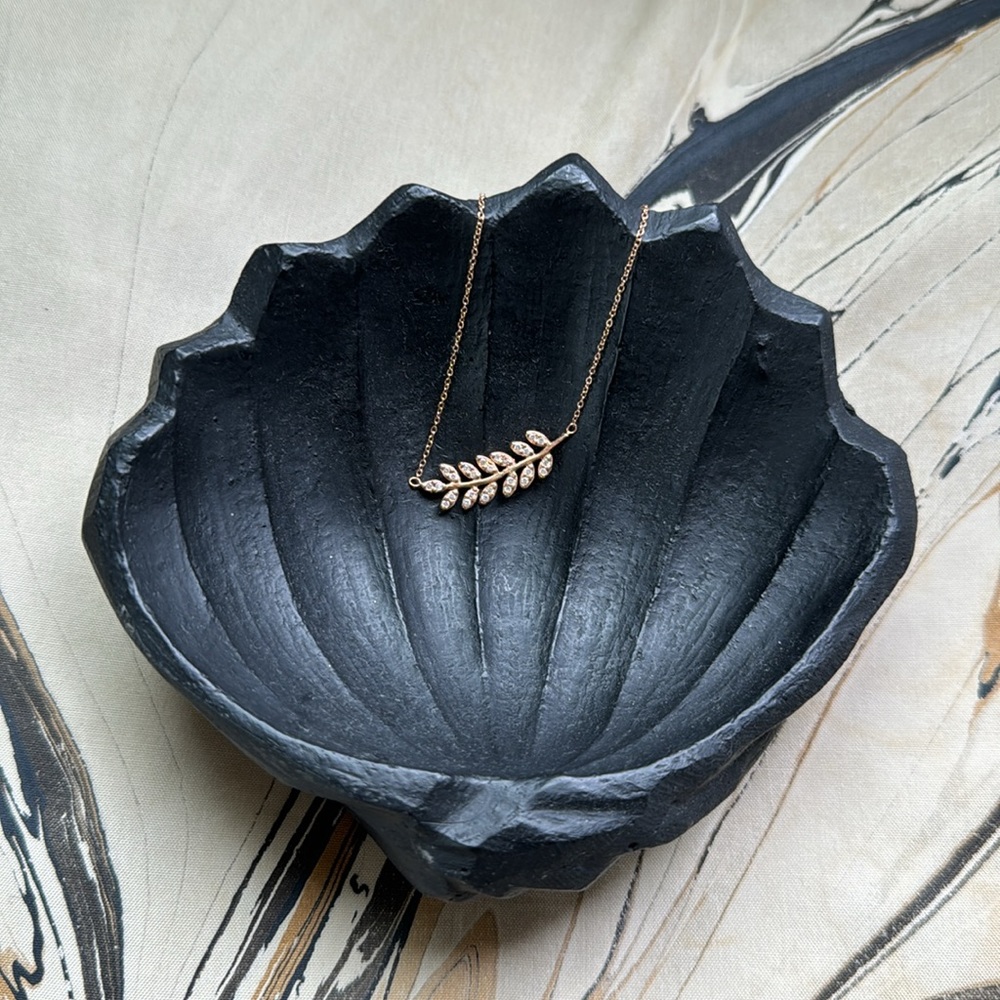 Jacquie Aiche 14K Rose Gold Diamond Olive Leaf Necklace